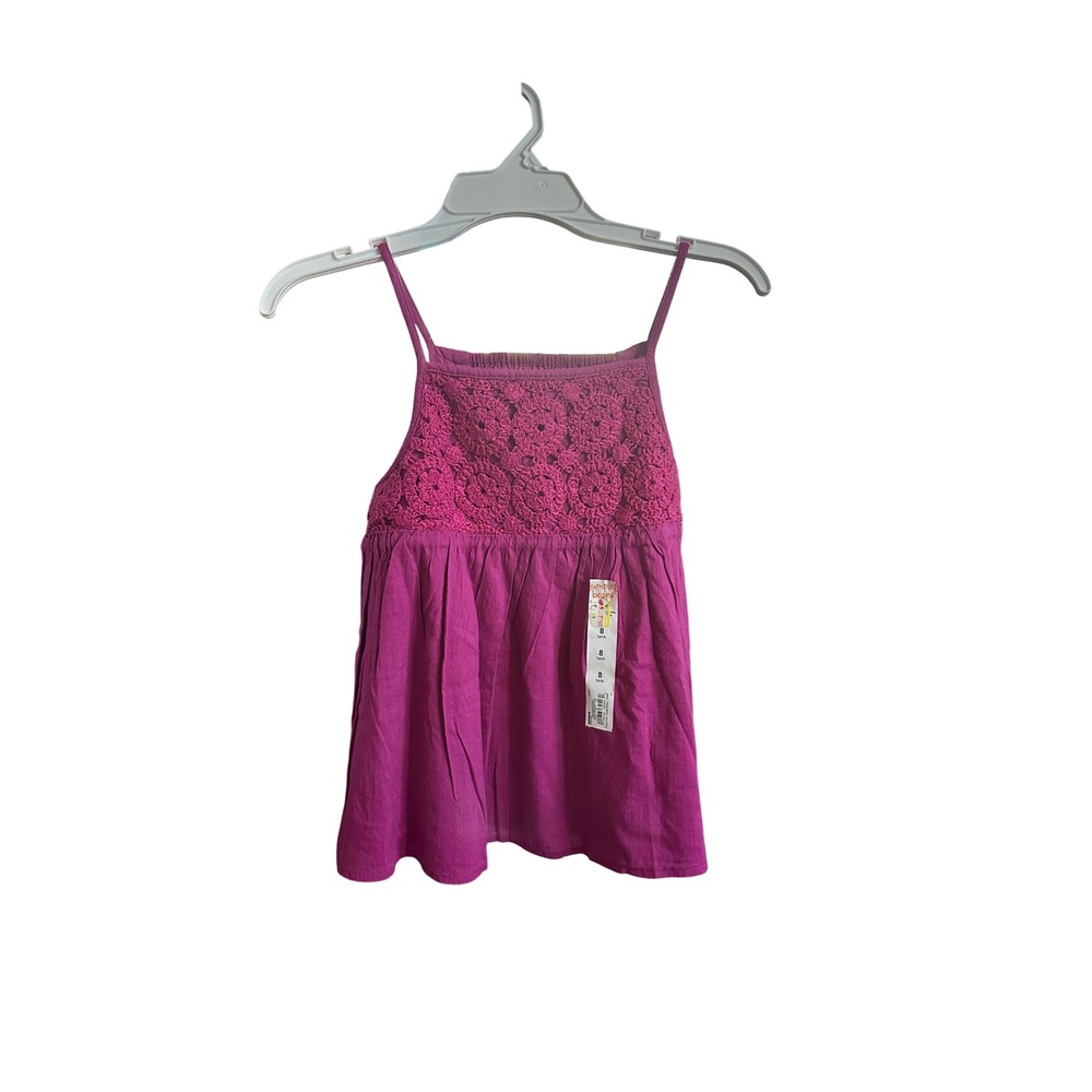 Jumping Beans Girls Crochet Babydoll Tank Top Size 8 Magenta New with Tags NWT